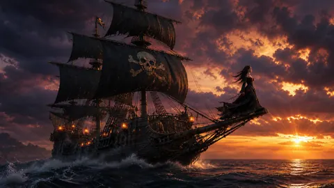 Pirate Galleon at Sunset