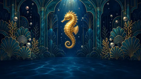 Golden Seahorse in Art Deco Palace