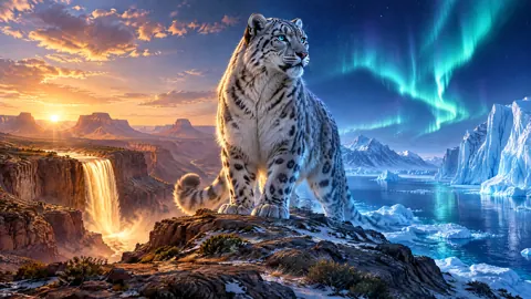 Snow Leopard Between Worlds