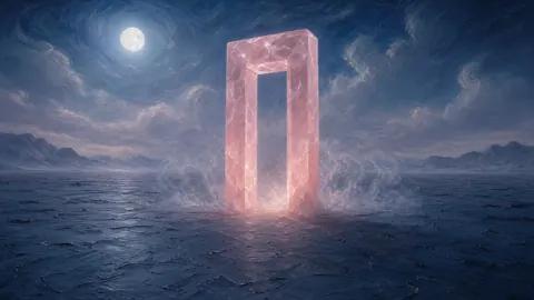 Rose Quartz Doorway Under Moonlight