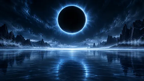 Black Sun Over Basalt Cliffs