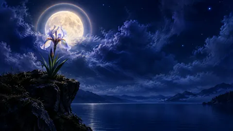 Iris Beneath Haloed Moon