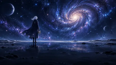 White-Haired Astronomer on Moon