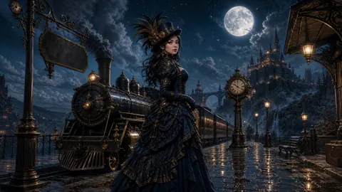 Steampunk Woman at Ravencroft Station