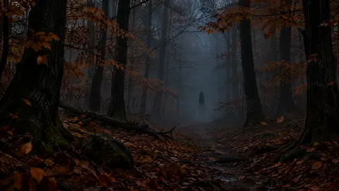 Ghost on Autumn Forest Path