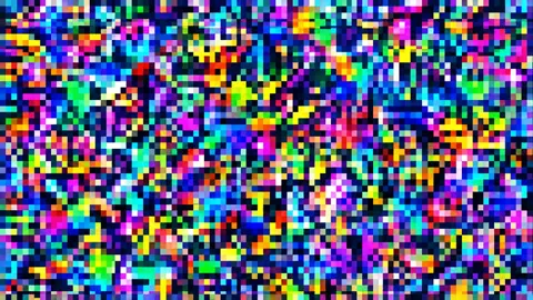 Neon Pixel Block Mosaic
