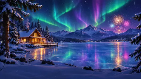 Aurora Fireworks Over Cabin