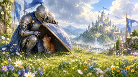 Palace Guard Sheltering Kitten