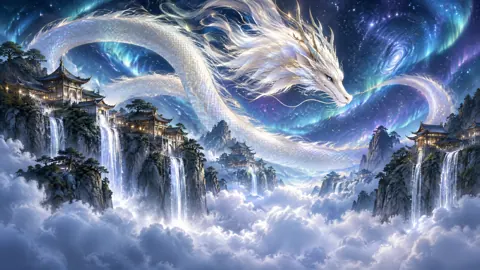 Ivory Sky Serpent Above Temples