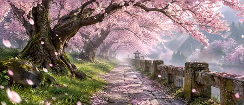 Sakura Path in Morning Mist