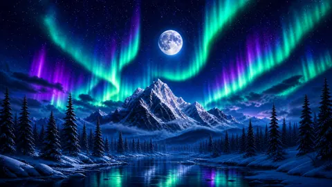 Aurora Over Frozen River