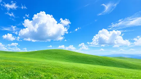Green Hills and Cumulus Clouds