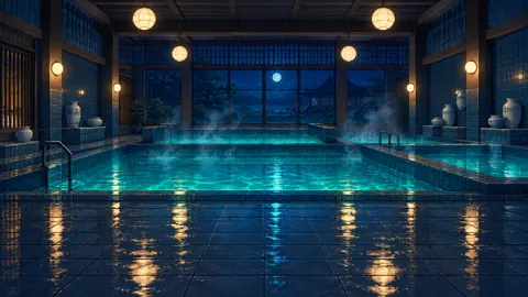 Pixel Art Moonlit Bathhouse