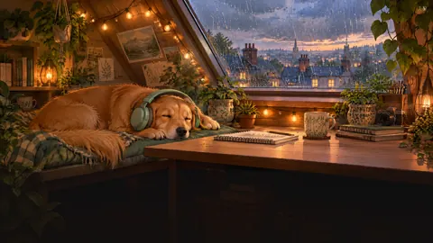 Golden Retriever in Attic Studio