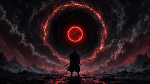 Samurai Facing Red Black Hole