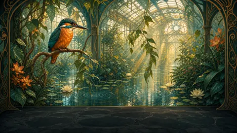 Kingfisher in Glass Conservatory