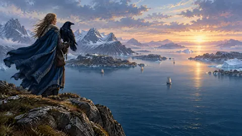 Raven Keeper Above Nordic Fjord