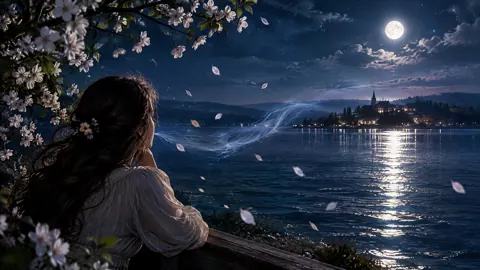 Woman by Moonlit Lake