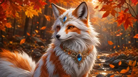Gemstone Fox in Autumn Forest