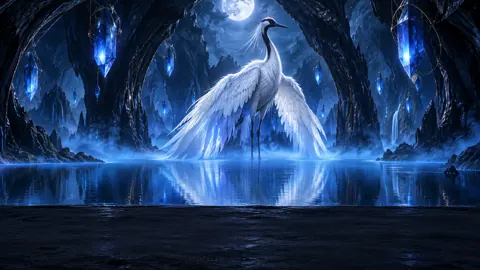 White Crane in Crystal Cavern