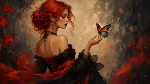 Red-Haired Woman With Butterfly