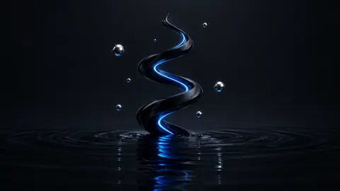 Blue Spiral and Silver Spheres