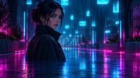 Woman in Neon Alley
