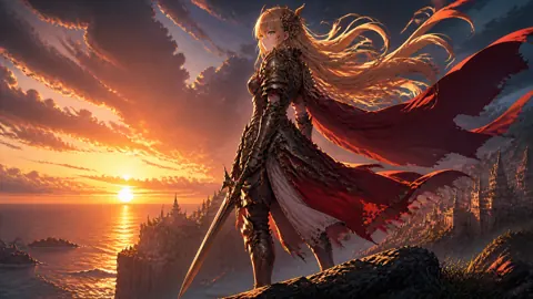Anime Warrior Above Coastal City