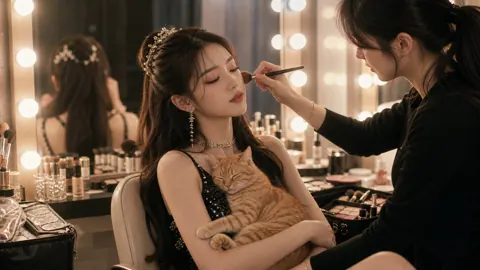 K-Pop Singer With Sleeping Cat