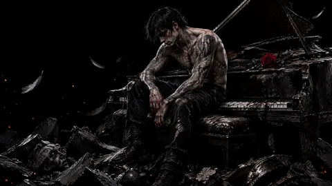 Tattooed Fighter at Piano