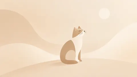 Geometric Cat With Pale Sun