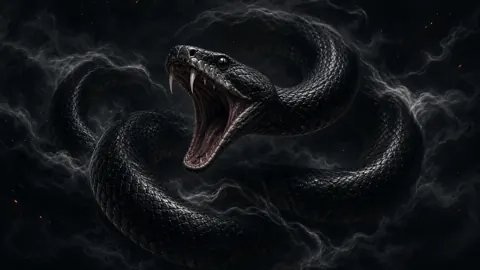 Black Serpent With Fangs