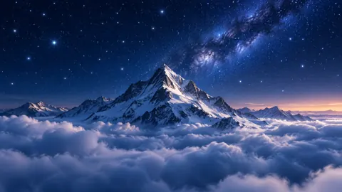Snowy Peak Under Milky Way