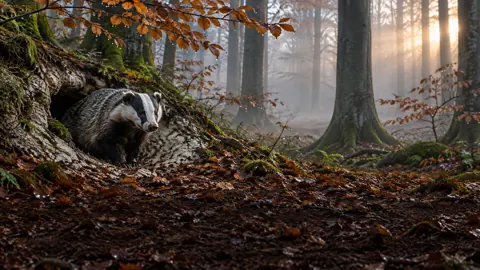 European Badger at Dawn