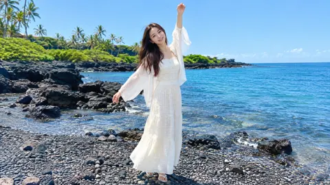 Woman on Volcanic Beach