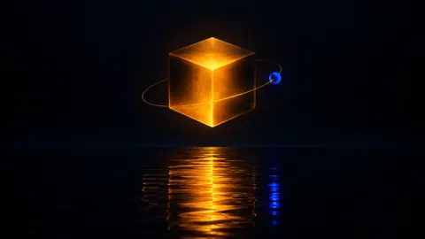 Amber Cube Over Midnight Pool
