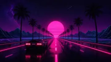 Neon Horizon Drive live wallpaper