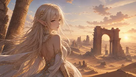 White-Haired Elf at Desert Ruins