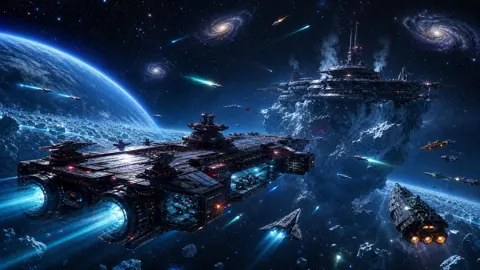 Space Fleet Above Ice Station