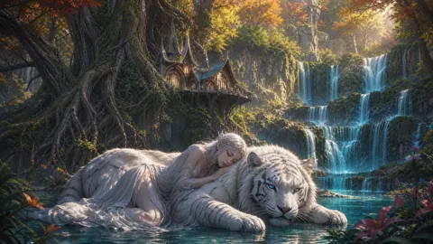 Elf Maiden and White Tiger