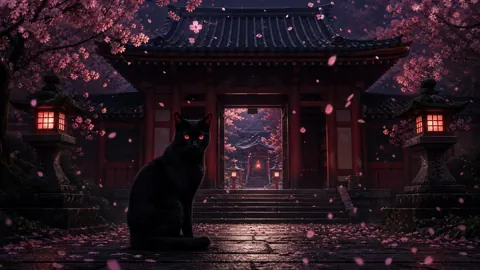 Black Cat at Torii Gate