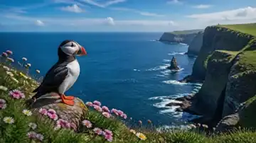 Clifftop Puffin Bloom live wallpaper