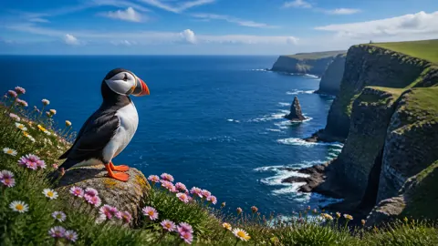 Puffin on Wildflower Cliff