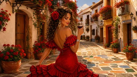 Woman in Red Spanish Dress