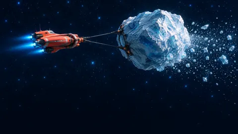 Coral Space Tug Towing Asteroid