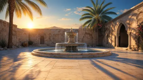 Desert Courtyard Marble Fountain