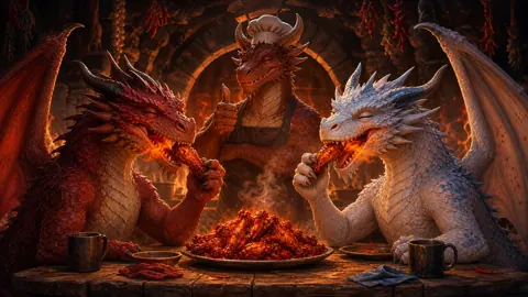 Dragons Eating Flaming Wings