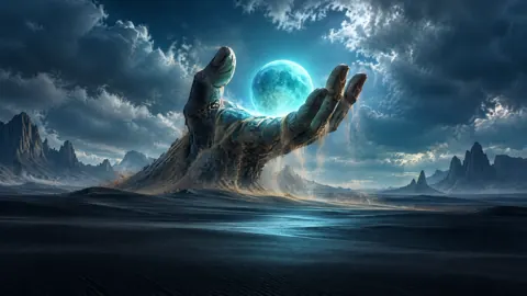 Stone Hand Holding Moon