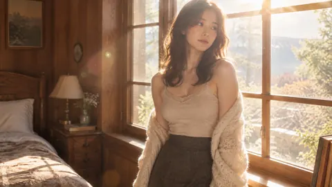 Woman by Sunlit Window