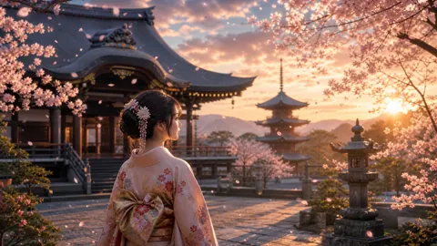 Woman in Kimono at Kyoto Pagoda